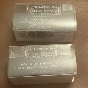 Williams Sonoma - Two boxes of two clear crystal taper holders - used condition